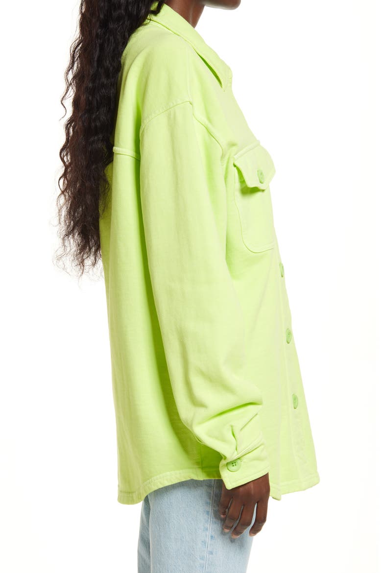 Cotton Fleece Shacket, Alternate, color, ELECTRIC LIME002