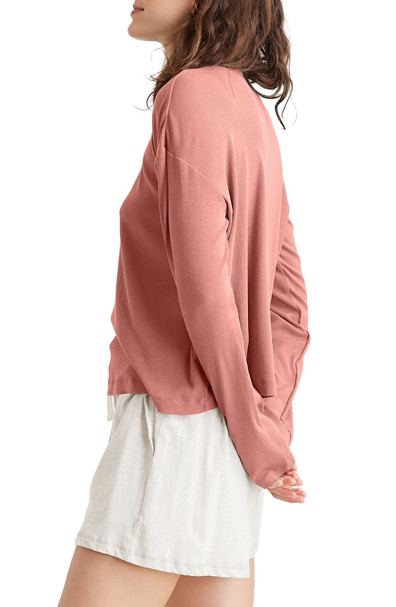 Papinelle Luxe Rib Long Sleeve Pajama Shirt, Alternate, color, Soft Cinnamon