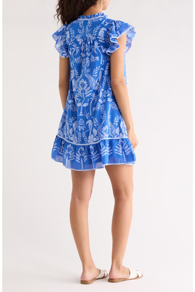 Davina Floral Ebba Shift Mini Dress, Alternate, color, COBALT-WHITE