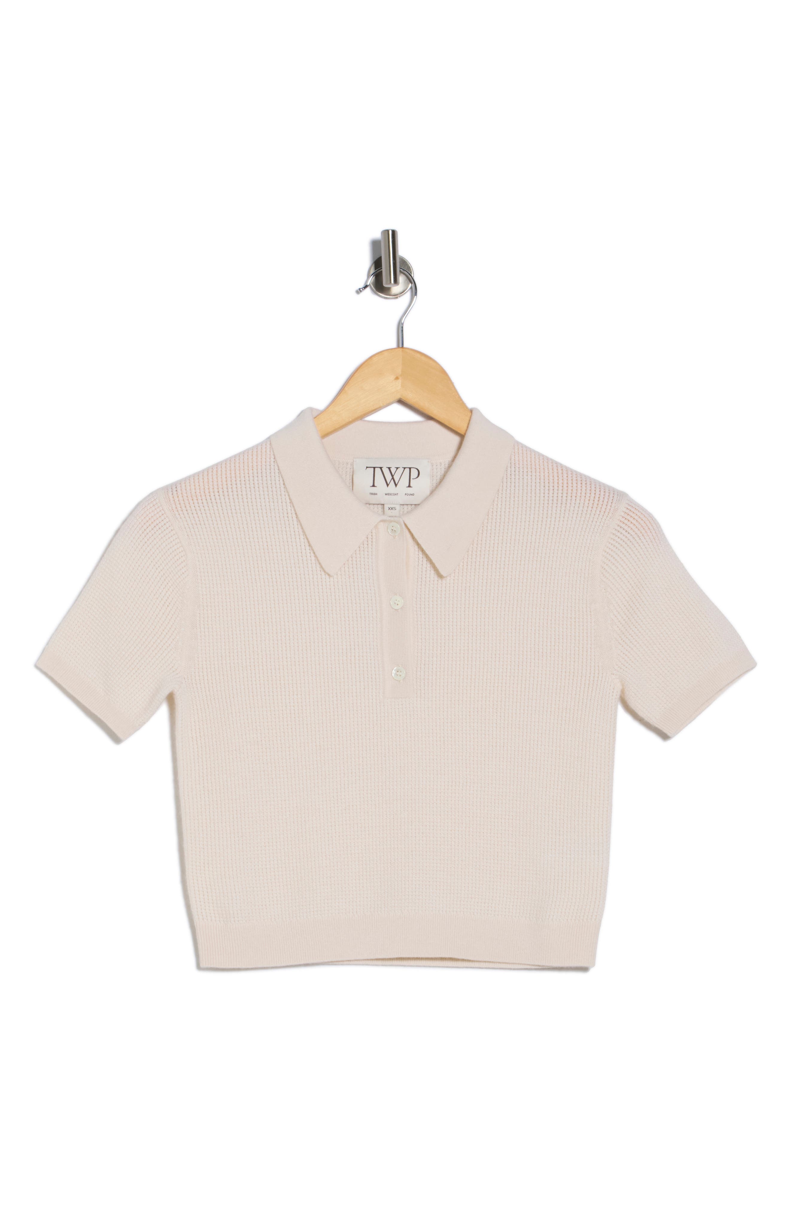 TWP Wool Thermal Crop Polo Sweater