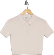 TWP Wool Thermal Crop Polo Sweater