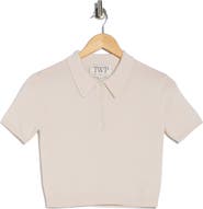 TWP Wool Thermal Crop Polo Sweater