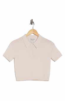 TWP Wool Thermal Crop Polo Sweater