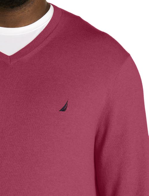 Nautica Big & Tall Navtech Crewneck Sweater In Deep Fuchia Heather