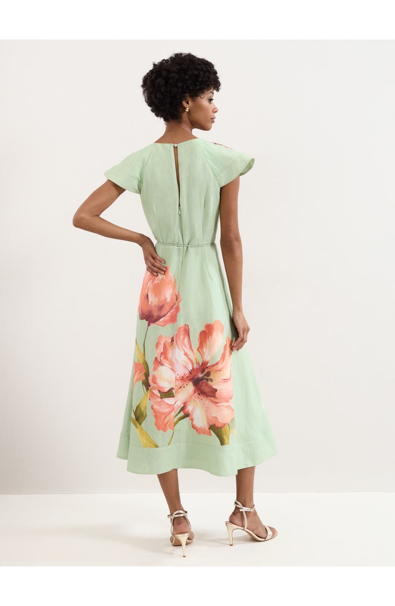Phase Eight Matilda Ruffle V-Neck Floral Dress, Alternate, color, Green