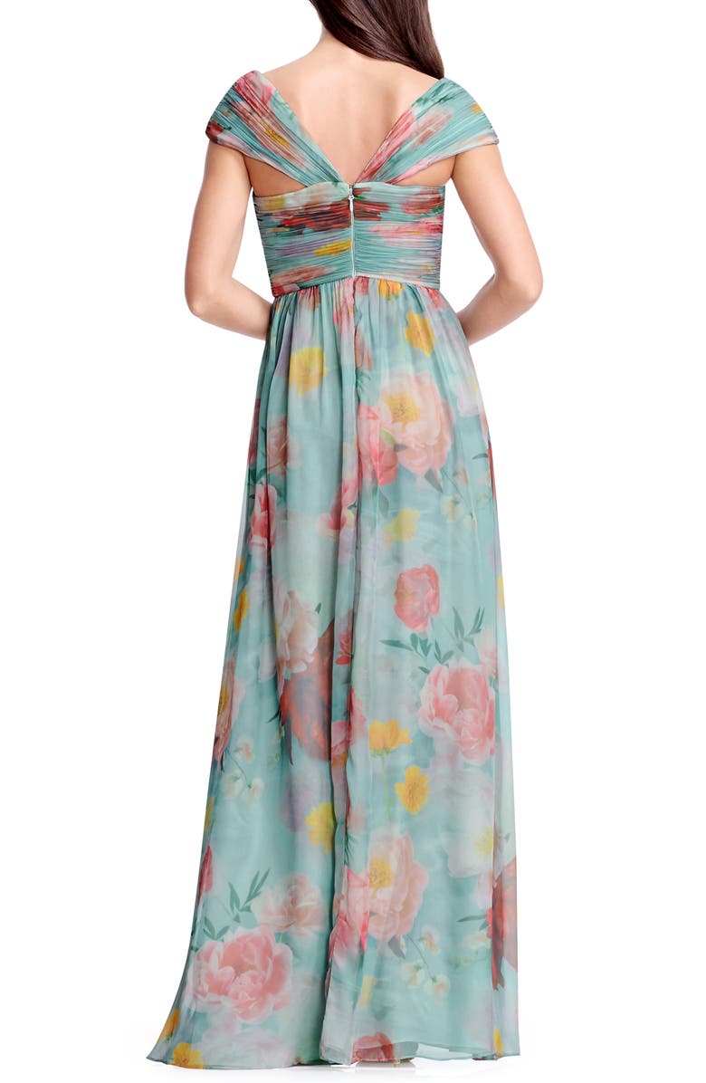 Dress the Population Xyla Floral Off the Shoulder Gown, Alternate, color, Mint Multi