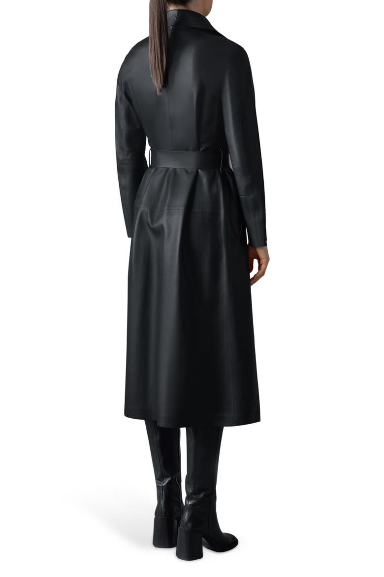 Mai Leather Trench Coat, Alternate, color, BLACK