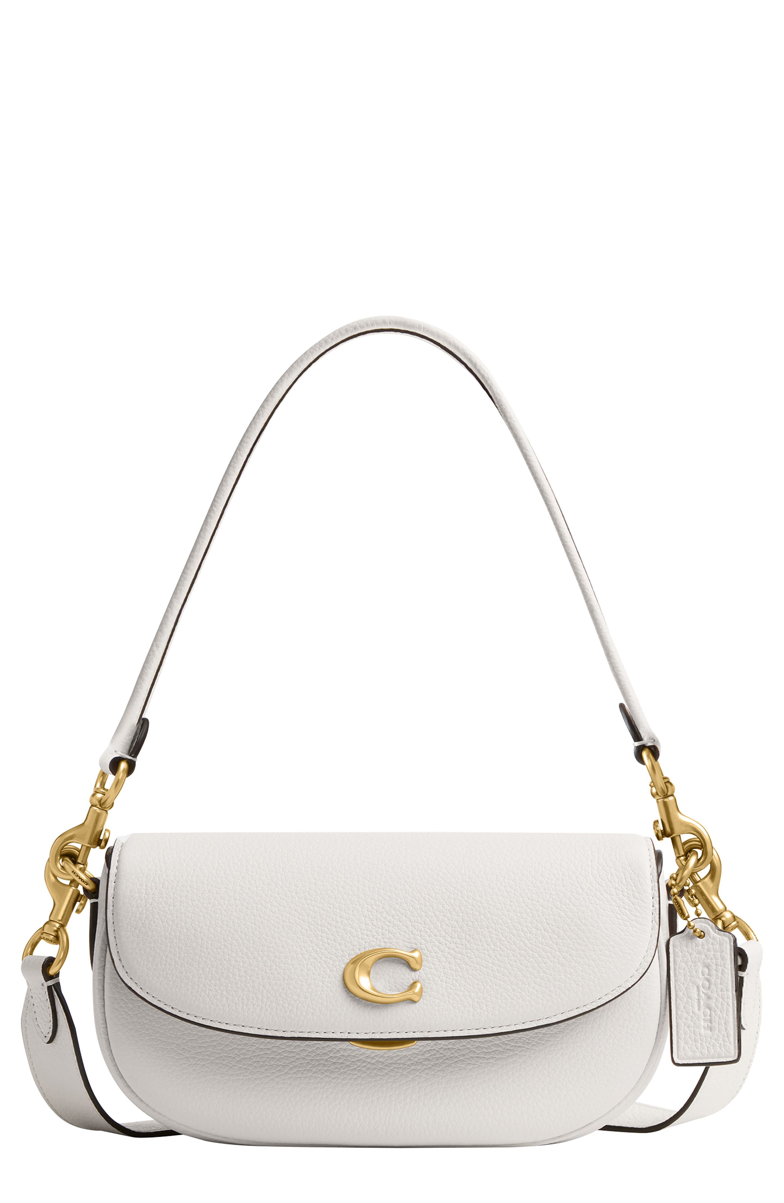 COACH Pebbled Crossbody Bag, Main, color, Chalk