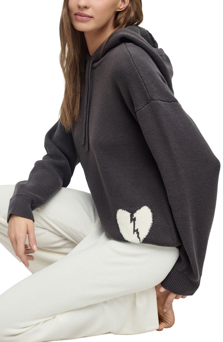 Barefoot Dreams<sup>®</sup> CozyChic<sup>®</sup> Heartbreaker Cotton Graphic Sweater Hoodie, Alternate, color, Carbon-Pearl