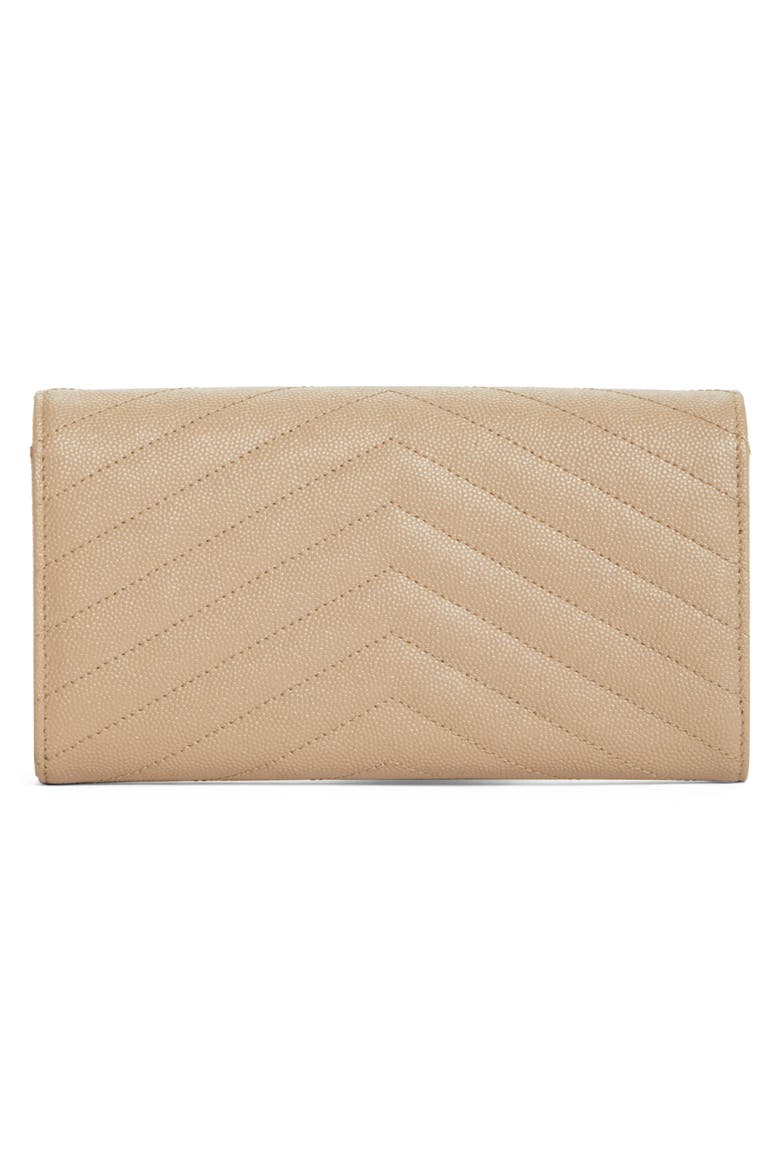 Monogramme Logo Leather Flap Wallet, Alternate, color, 2721 DARK BEIGE