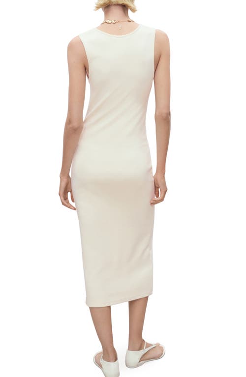 Mango Fitted Midi-dress Ecru In Neutral