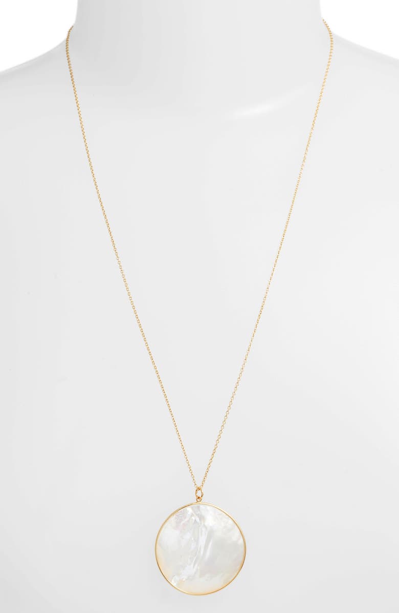 Argento Vivo Sterling Silver Argento Vivo Long Mother of Pearl Circle Pendant Necklace, Main, color, 
