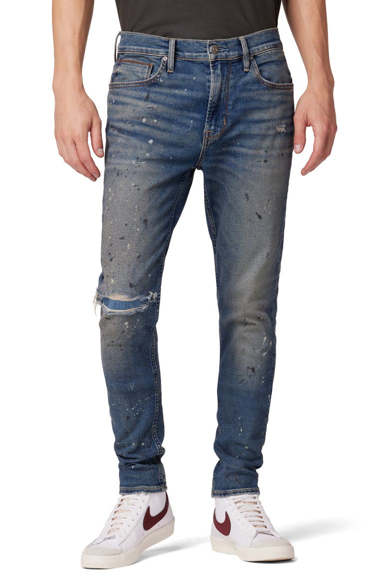 Zack Paint Splatter Skinny Jeans, Main, color, REFORM