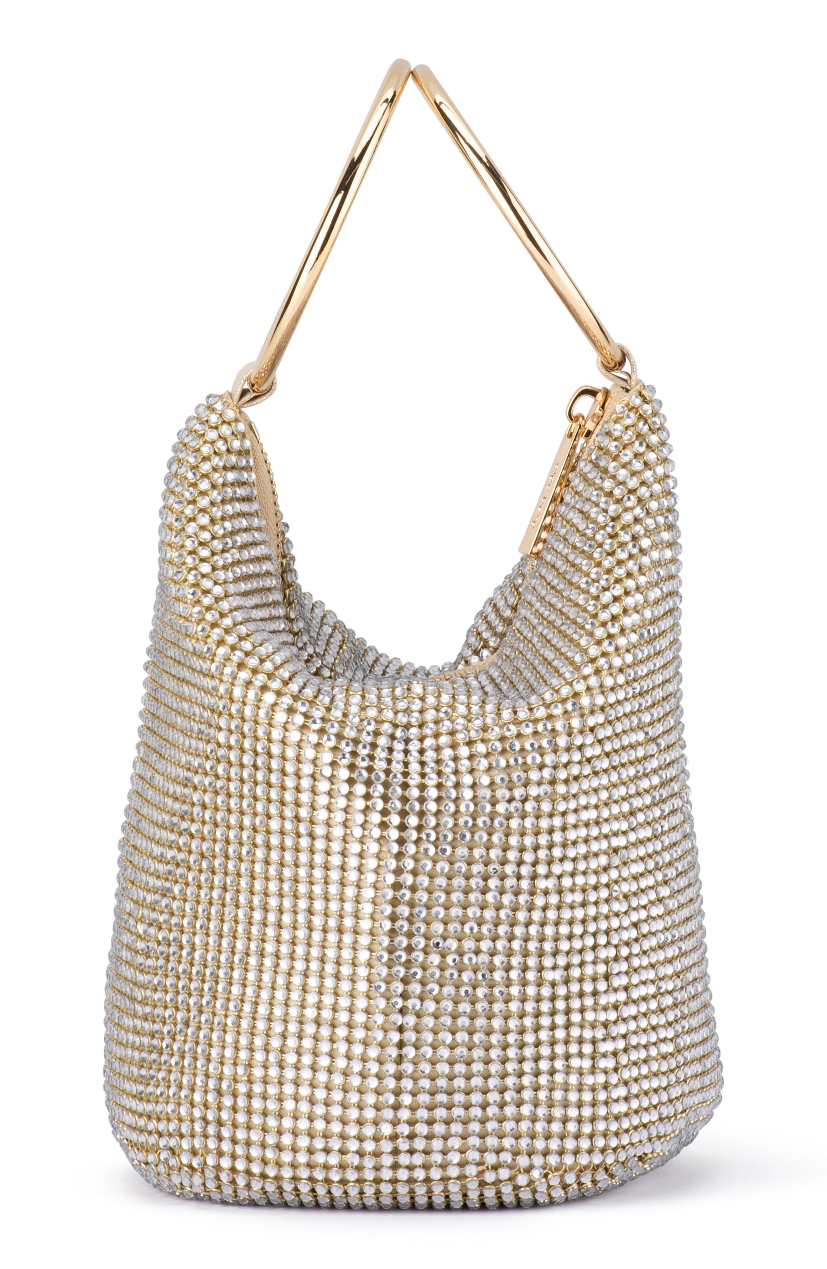 Olga Berg Ellie Crystal Mesh Bag, Alternate, color, Champagne