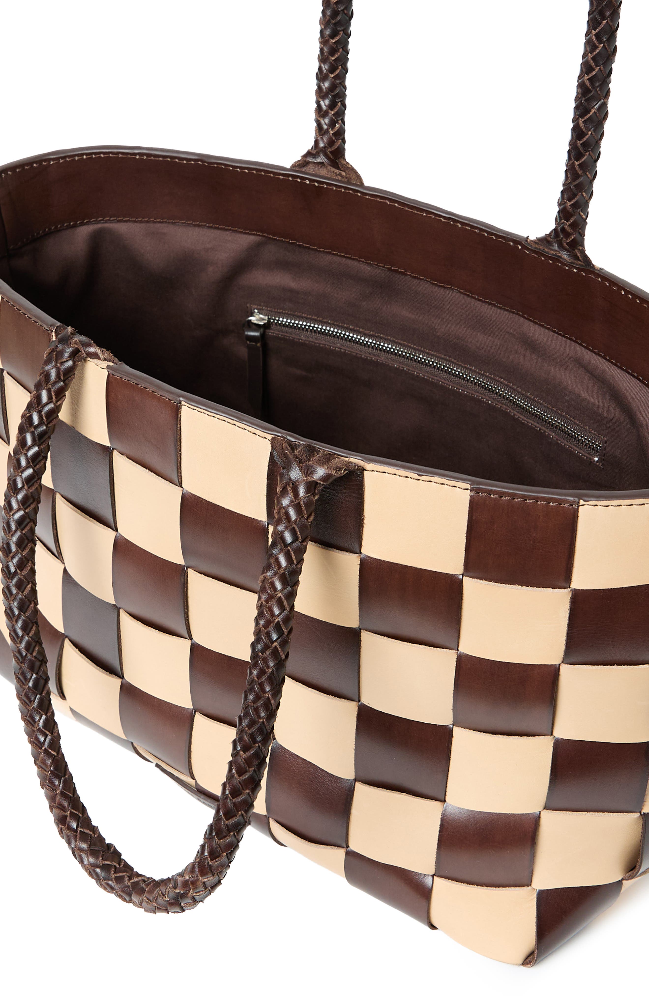Loeffler Randall Klara Woven Leather Tote, Alternate, color, Brown/ Butter