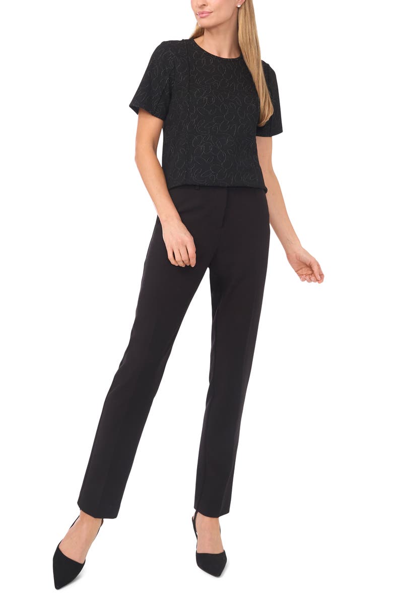 Halogen<sup>®</sup> Pintuck Crepe Knit Jacquard Top, Alternate, color, Rich Black