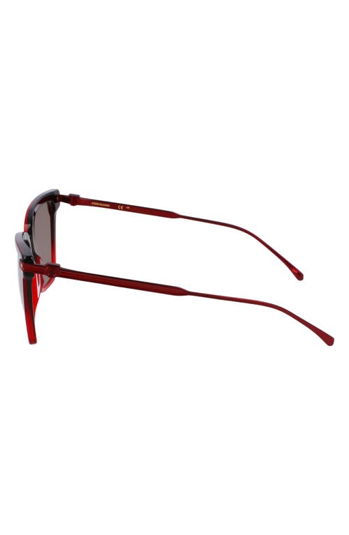 Ferragamo Gancini 56mm Butterfly Sunglasses In Gradient Transparent Dark Red
