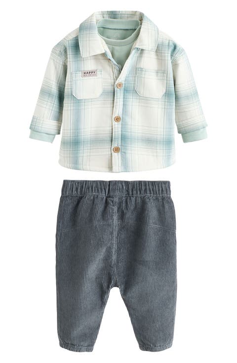 Plaid Overshirt, T-Shirt & Corduroy Pants Set (Baby)