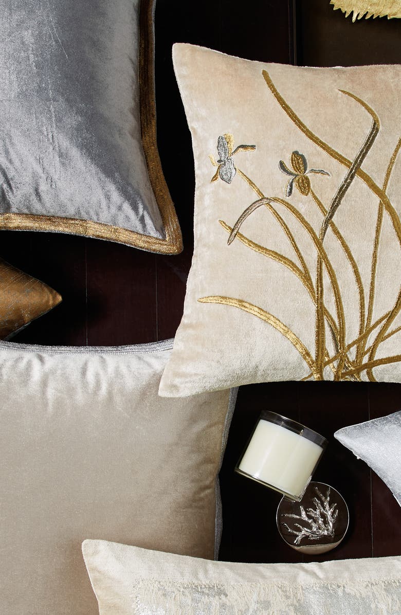 Michael Aram Iris Embroidered Velvet Accent Pillow, Alternate, color, 