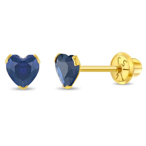 14k Birthstone Cubic Zirconia Heart Earrings