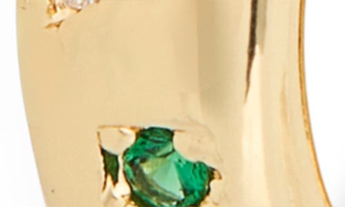 Nordstrom Rack Set Of 2 Multicolor Cubic Zirconia Huggie Hoop Earrings In Gold- Multi