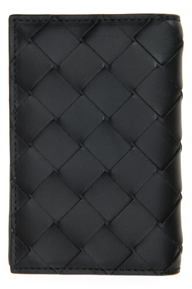 Intrecciato Flap Card Case, Alternate, color, 1278 BLACK/ SHAMROCK