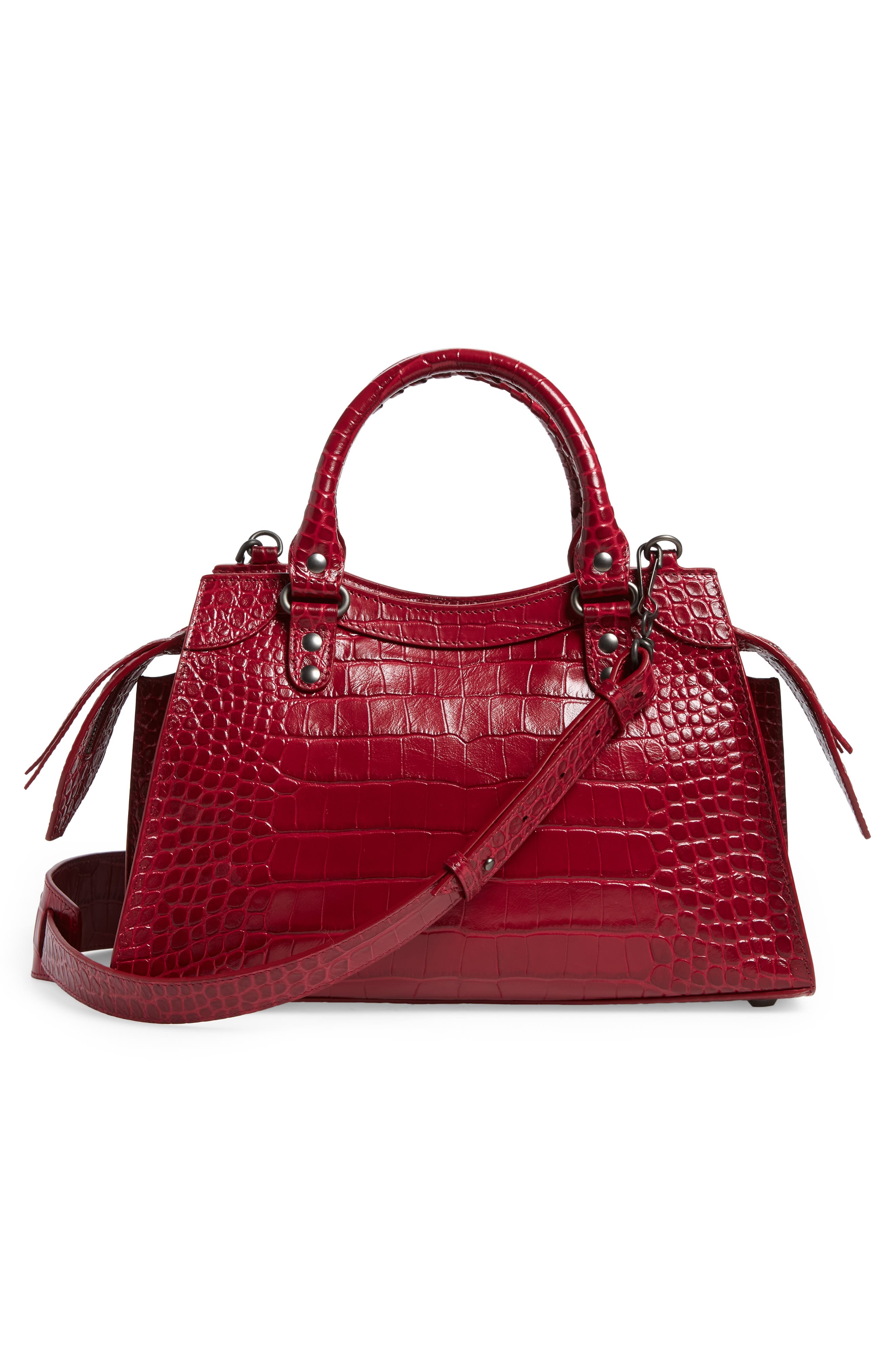 Balenciaga Neo Classic City Croc Embossed Leather Top Handle Bag, Alternate, color, 