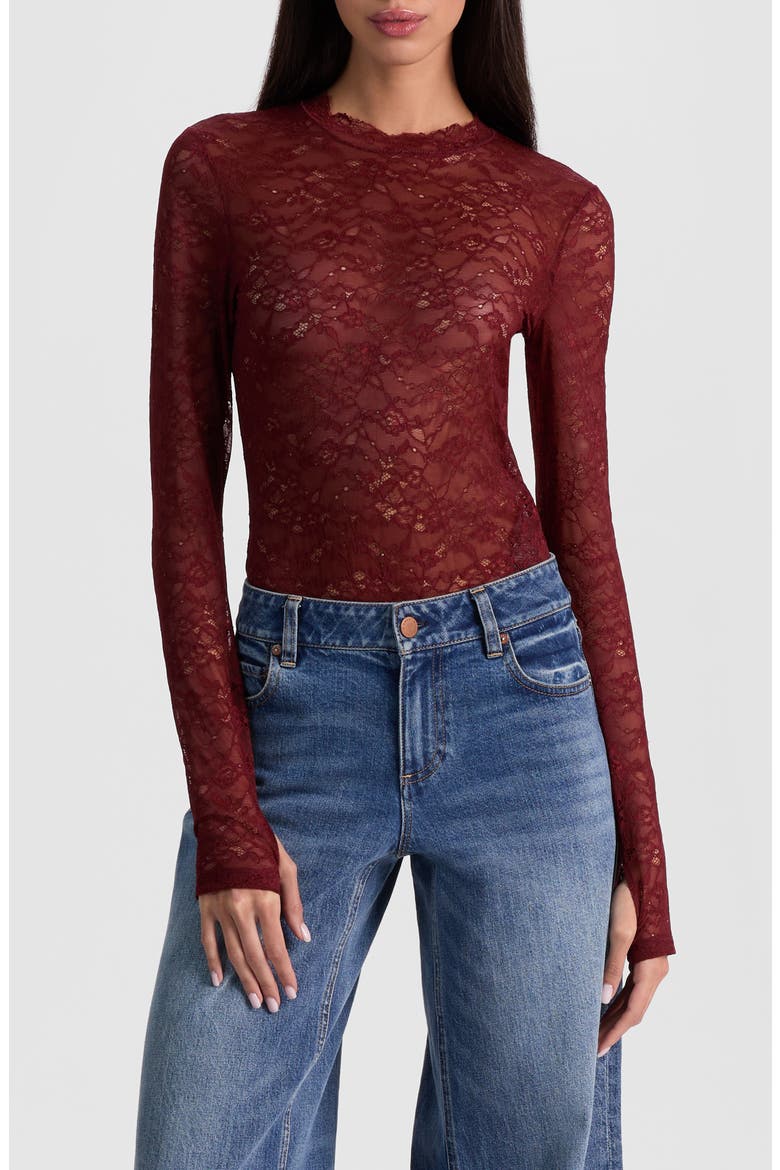 Taeyn Lace Bodysuit, Main, color, OXBLOOD