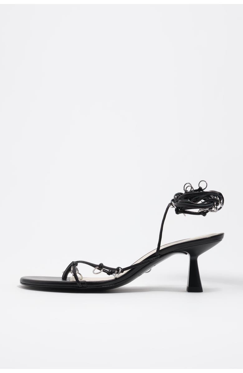 Bimba y Lola Leather Heeled Sandal With Piercings, Main, color, Black