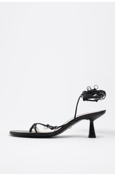 Leather Heeled Sandal With Piercings