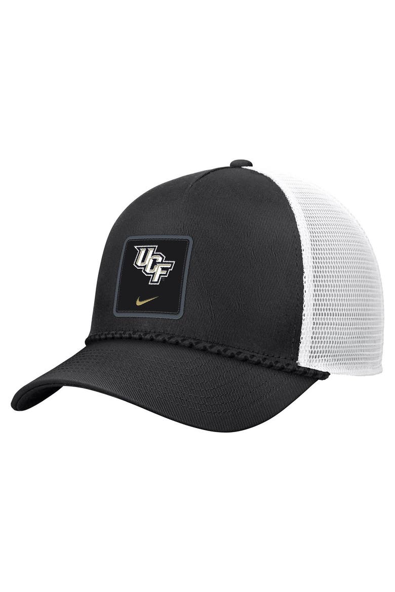 Men's Nike Black UCF Knights 2026 On-Field Rope Adjustable Trucker Hat, Main, color, Black