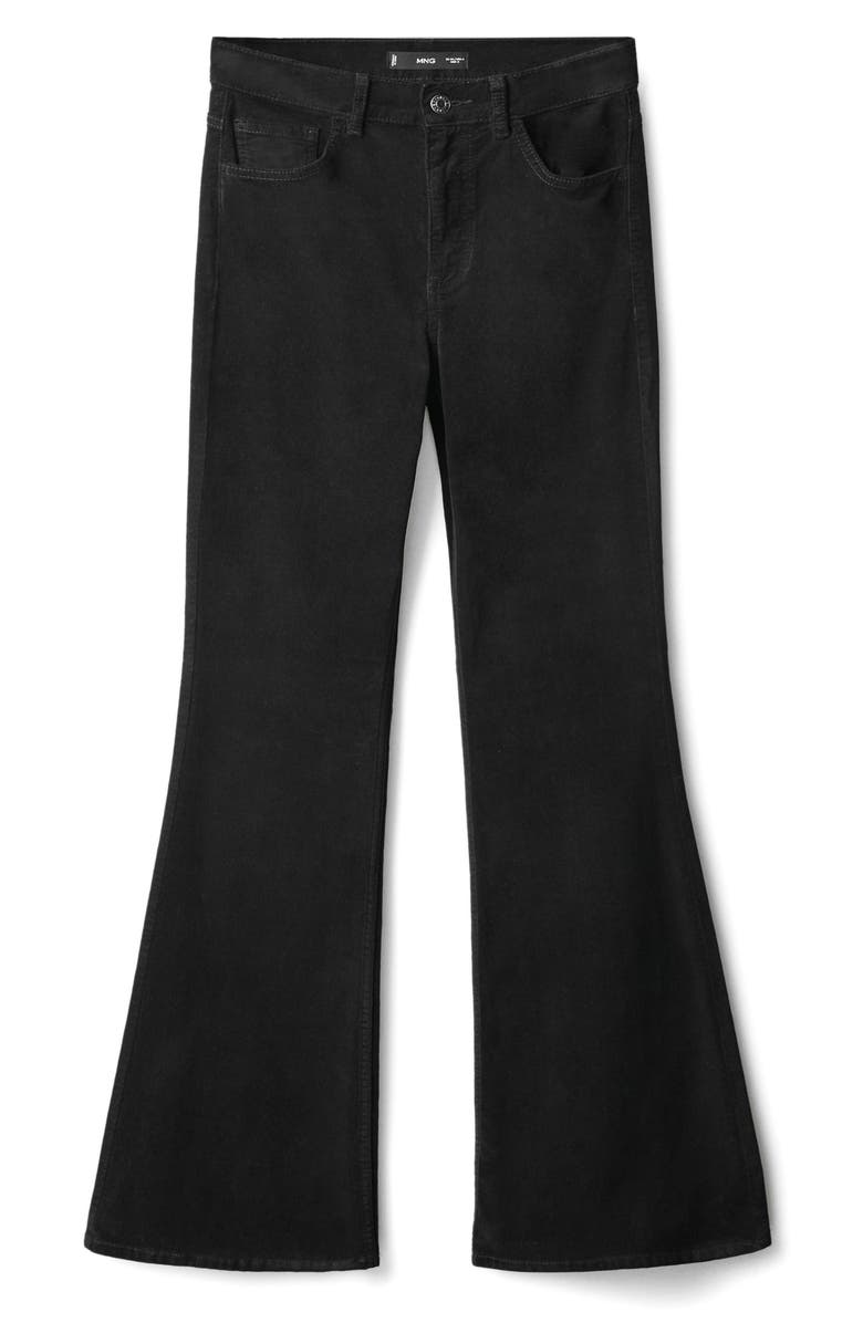 MANGO Flare Velvet Jeans, Alternate, color, Black