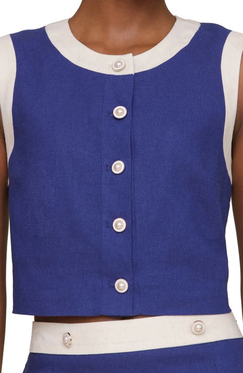 Avec Les Filles Colorblock Crop Vest In Navy