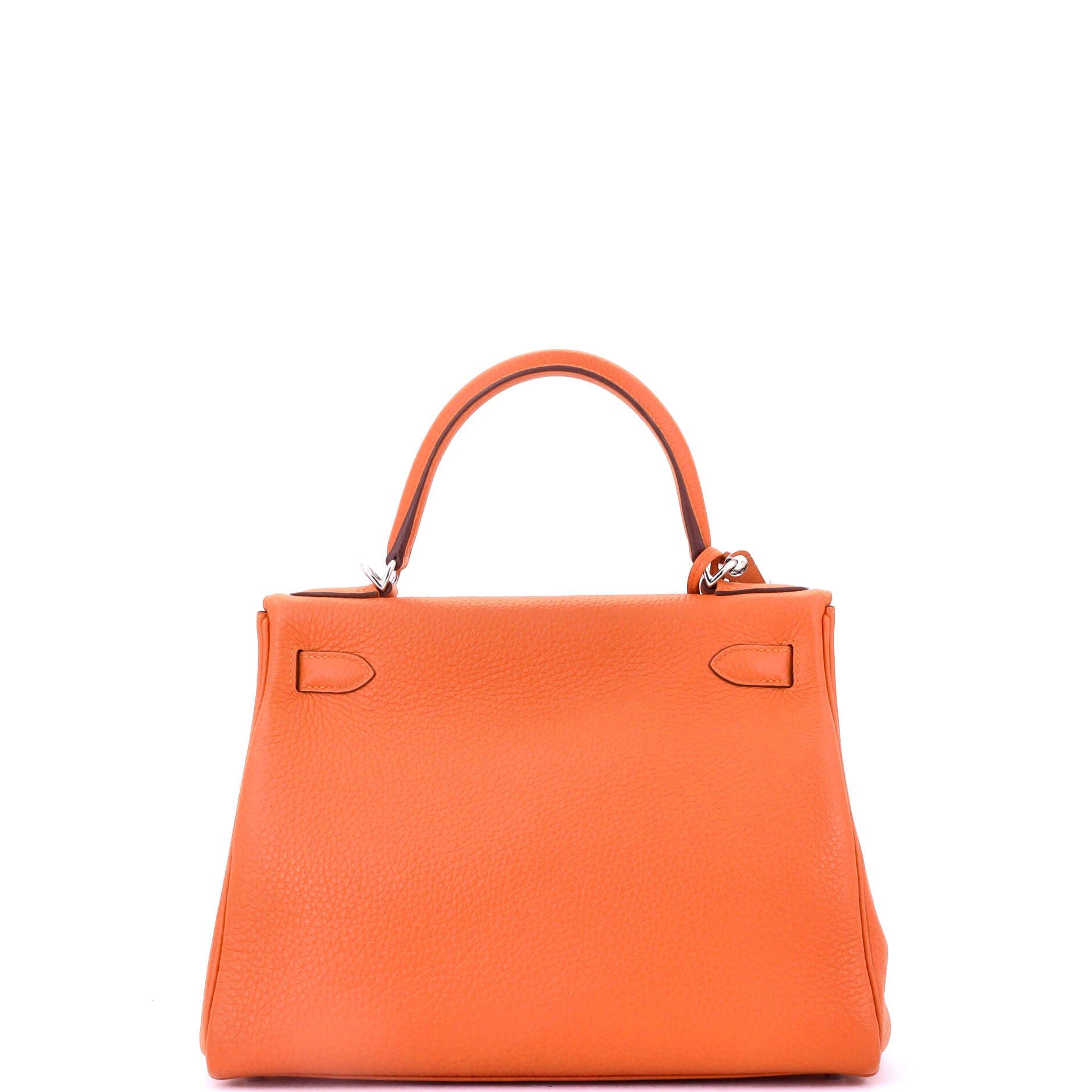 Pre-Owned Hermes Kelly Handbag Orange Clemence with Palladium Hardware 28, Alternate, color, 