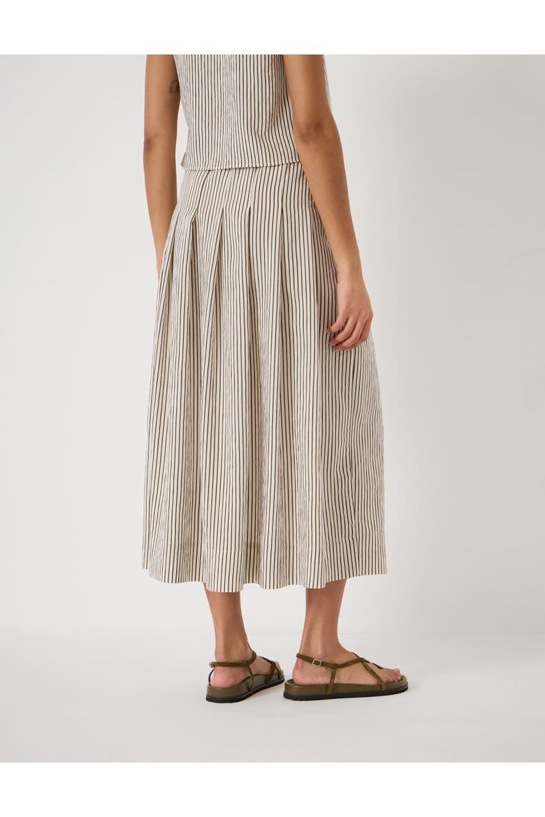 Ivy Pleated Stripe Midi Skirt, Alternate, color, Green Stripe White