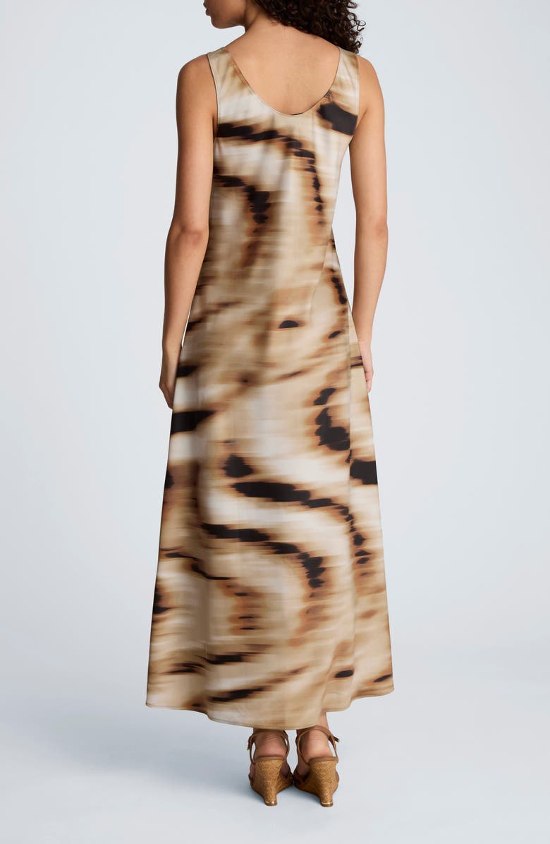 Kenneth Cole Abstract Print Stretch Satin Midi Dress, Alternate, color, Burlap Multi
