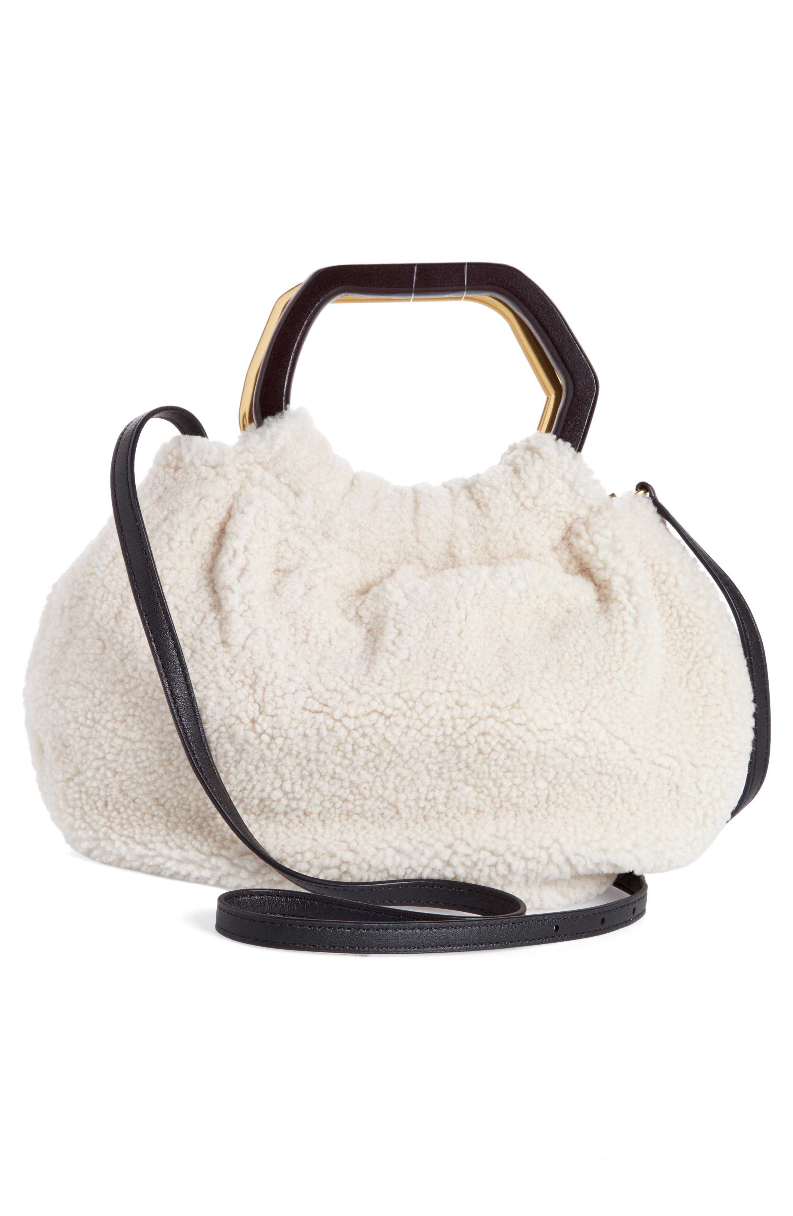 STAUD Camille Genuine Shearling Crossbody Bag, Alternate, color, 