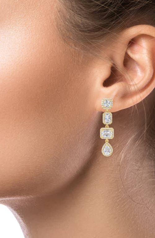 Cz By Kenneth Jay Lane Cubic Zirconia Halo Drop Earrings In Gold