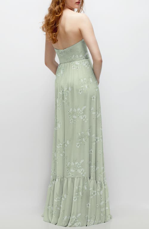 Dessy Collection Strapless Corset Chiffon Gown In Vintage Primrose Sage