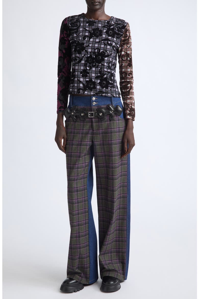 Duchess Flocked Mesh Top, Alternate, color, BLACK MULTI