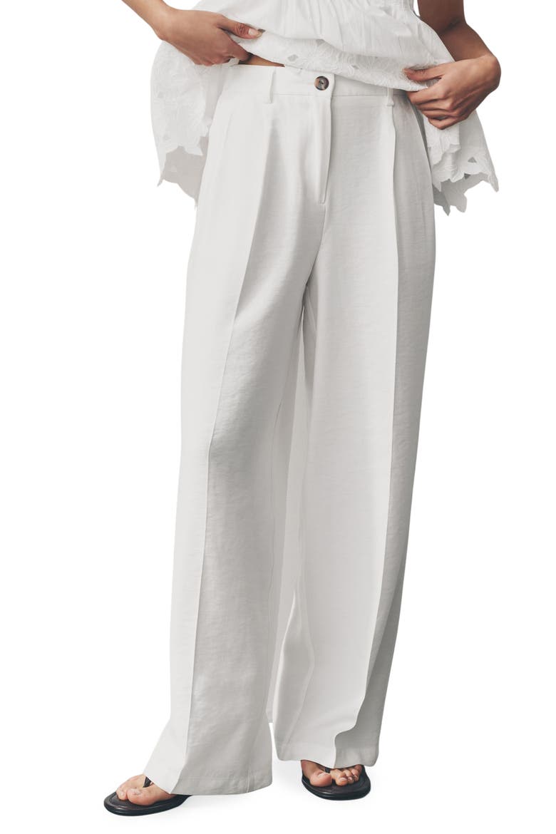 Elasticized Back Wide Leg Tailored Pants, Main, color, WHITE