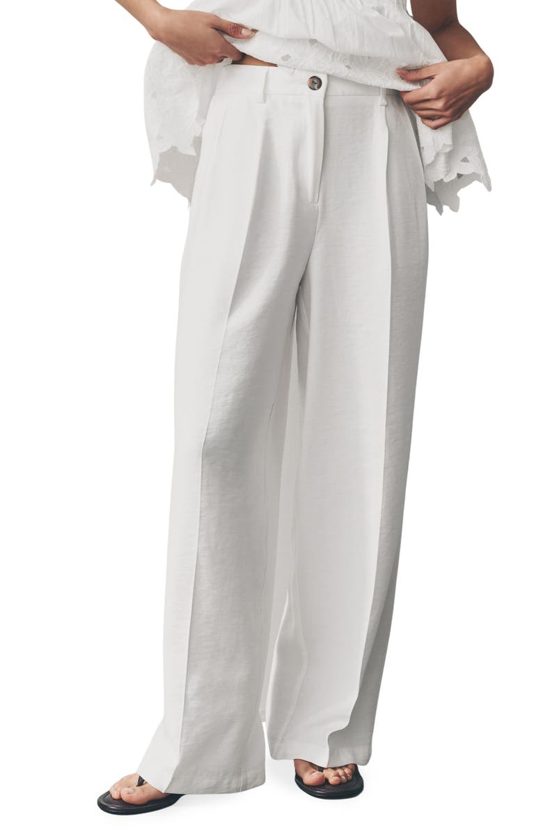 NEXT Elasticized Back Wide Leg Tailored Pants, Main, color, White
