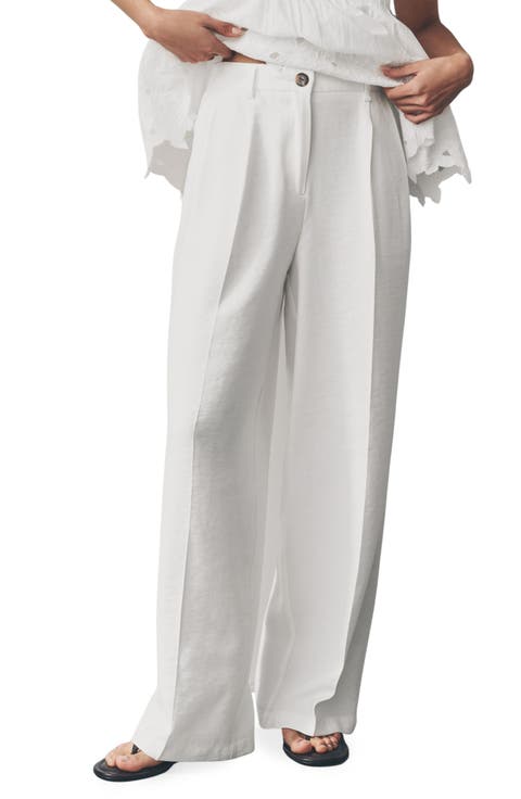 Elasticized Back Wide Leg Tailored Pants
