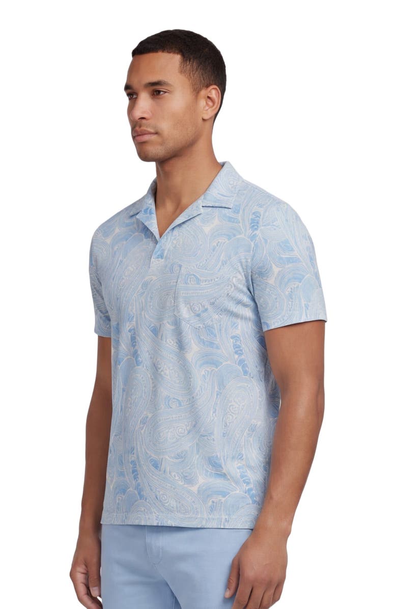 Lords of Harlech Marakesh Paisley Mens Wool Johnny Collar Polo, Alternate, color, Marakesh Paisley Teal