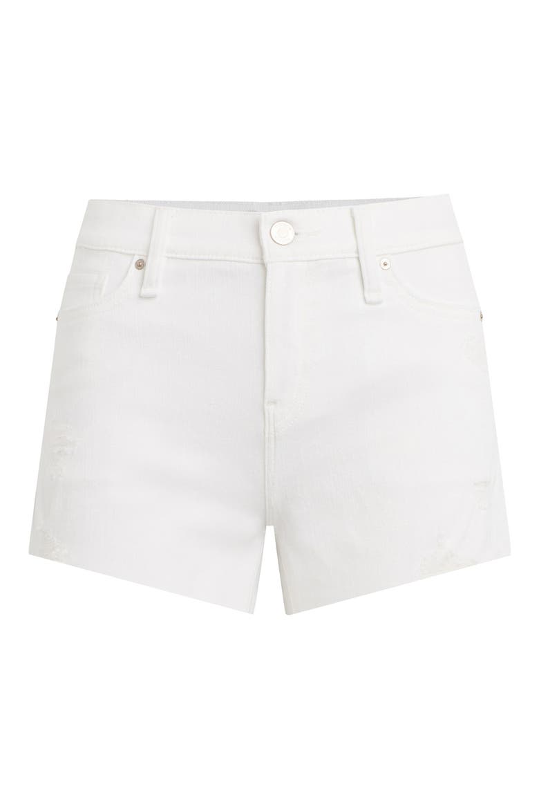 Gemma Mid Rise Raw Hem Cutoff Denim Shorts, Alternate, color, CLEAN WHITE