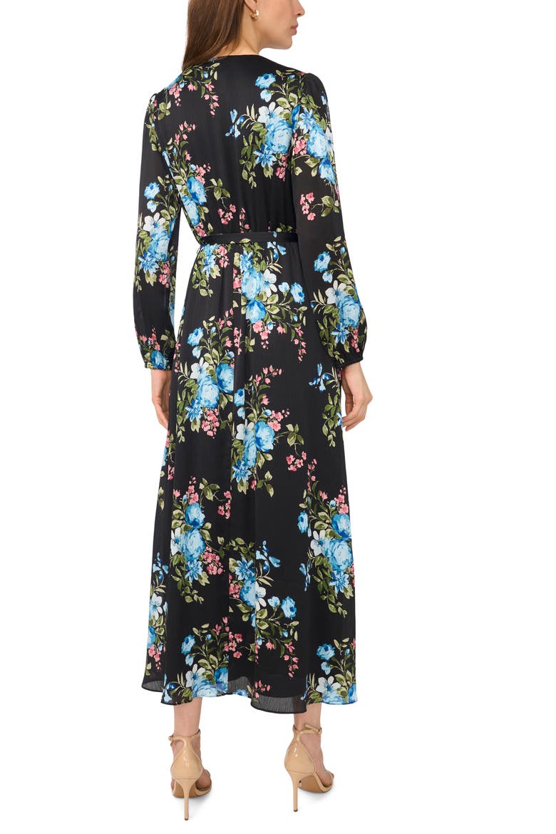 Floral Print Surplice Neck Maxi Dress, Alternate, color, BLACK MULTI