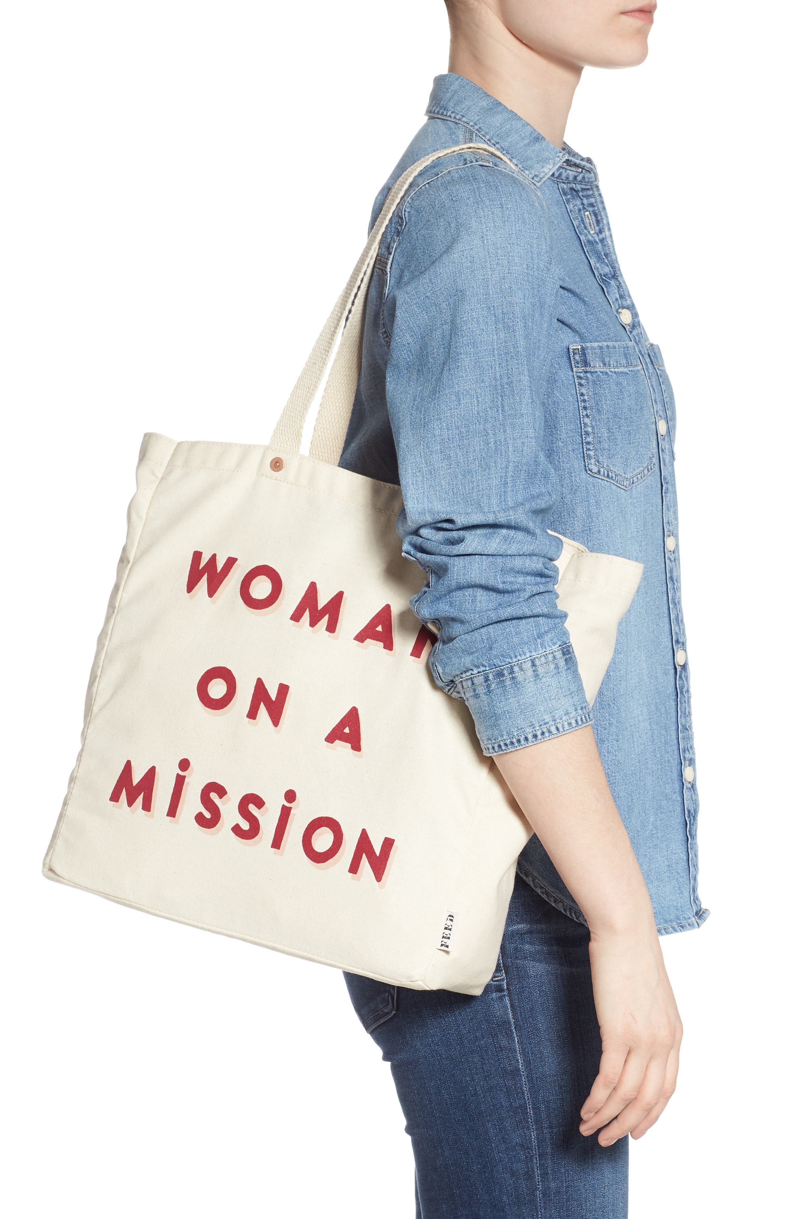 FEED Woman on a Mission Canvas Tote, Alternate, color, 
