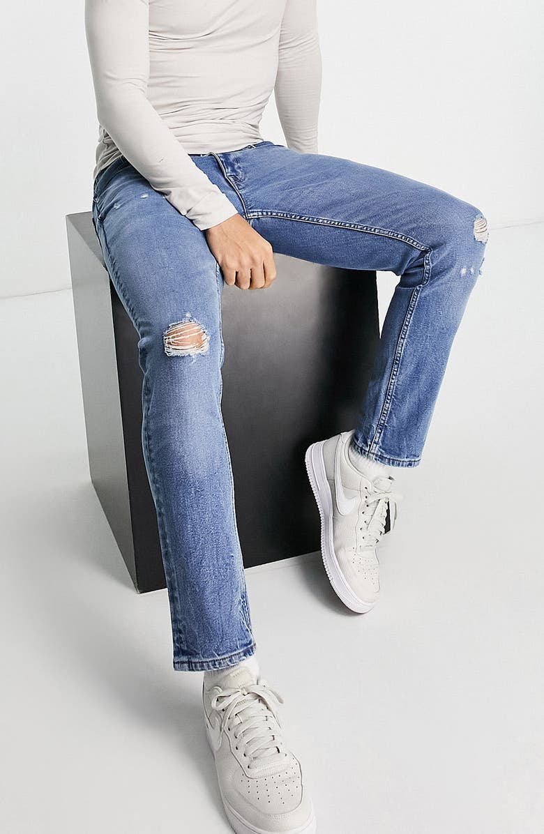 ASOS DESIGN Ripped Slim Fit Jeans, Alternate, color,