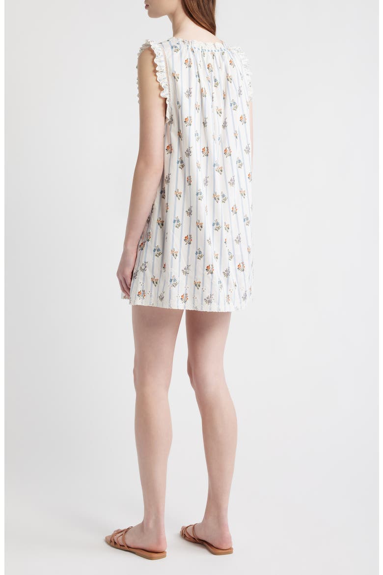 Nessie Stripe Floral Print Eyelet Organic Cotton Shift Minidress, Alternate, color, FLEURS DE BORDEAUX