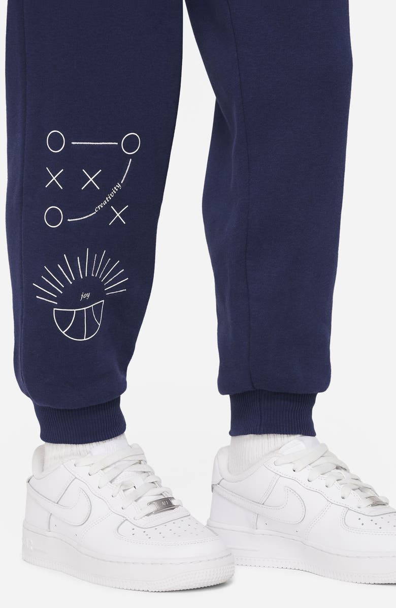 Nike Kids' Fleece Basketball Joggers, Alternate, color, Midnight Navy/ White